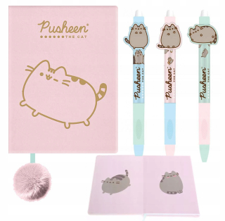 Zápisník A5 St. Majewski Pusheen Odtiene ružovej + 3× Pusheen automaticky stierateľné pero 1 ks